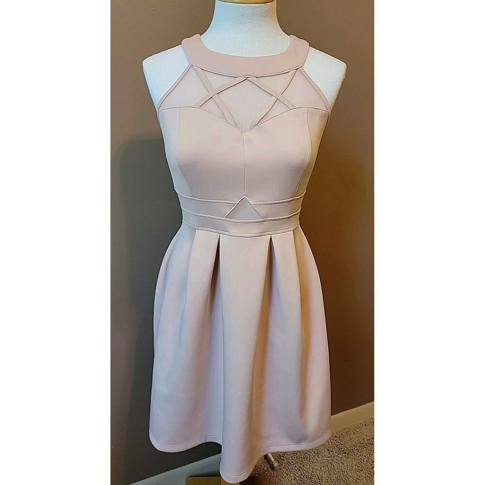 Sweet Storm Women's Light Pink Sleeveless Dress Mini Fit & Flare | Size Medium